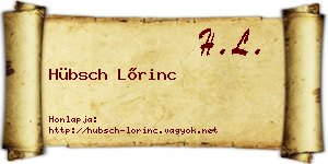 Hübsch Lőrinc névjegykártya